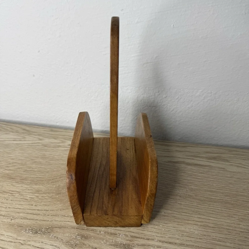 Vintage Handmade Wood Paper Napkin Holder Cottagecore Farmhouse‎ Country Folk